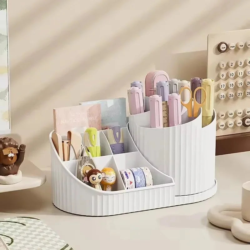 360° Rotating Vanity Makeup Organizer with Brush Holder | Nestify